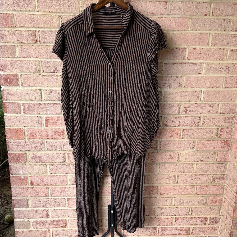 Striped Black and Brown Women 2 piece set